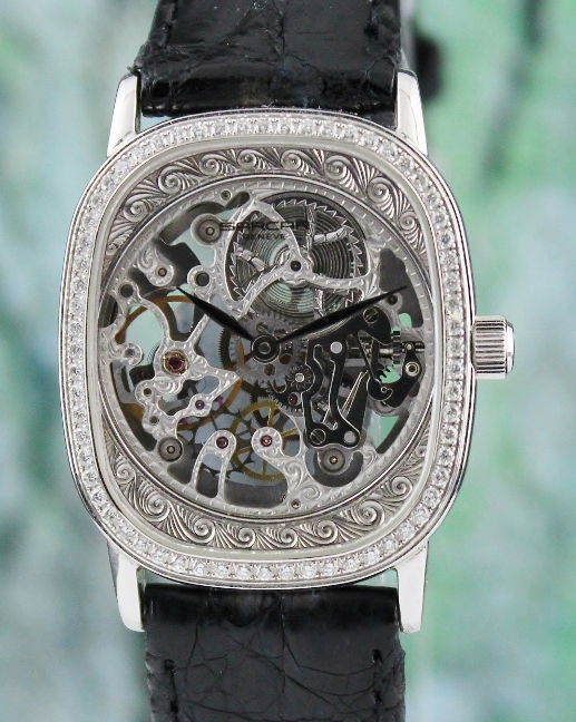 (image for) SARCAR 18K WHITE GOLD SKELETON MANUAL WINDING DIAMOND WATCH